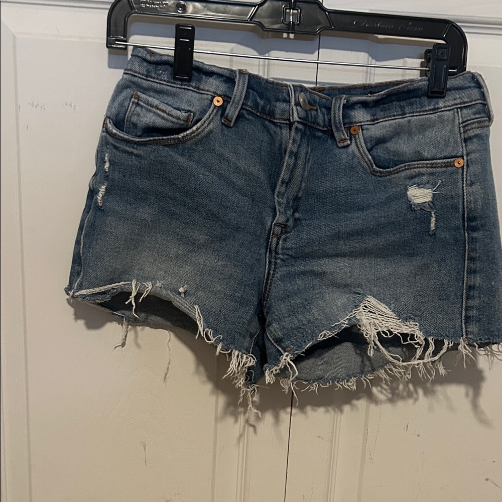 Blank NYC Blue Distressed Jean Shorts